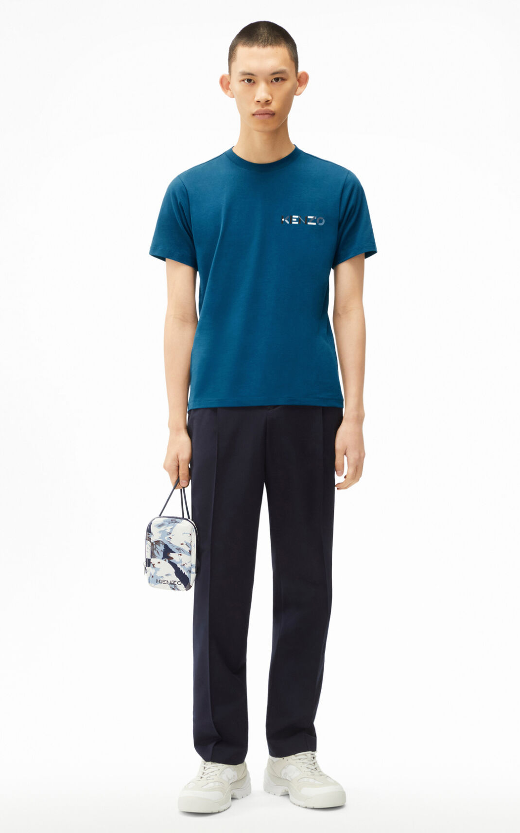 Kenzo The Winter Capsule Logo Multicolour T Shirt Blue For Mens 5379AJMGH